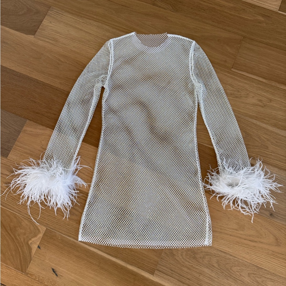 12th Tribe White Mesh Mini Dress